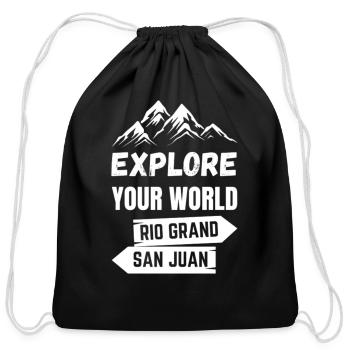 Explore Your World, Bear Nature Outdoor Mountains. - Cotton Drawstring Bag - black - Front