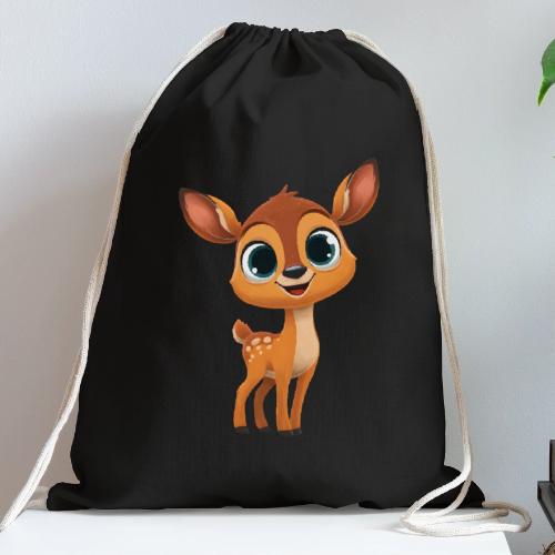 Cute Cartoon Deer with Joyful Big Eyes - Cotton Drawstring Bag