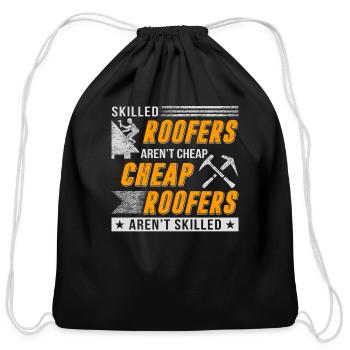 Skilled Roofers T Shirt - Cotton Drawstring Bag - black - Front