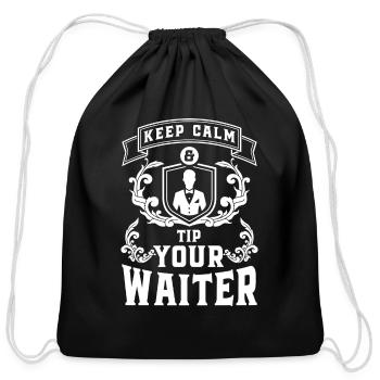 Waiter Guests Service - Cotton Drawstring Bag - black - Front