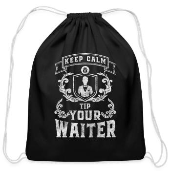 Waiter Bar Guests - Cotton Drawstring Bag - black - Front