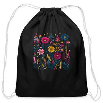 Wildflower Vintage Summer Premium - Cotton Drawstring Bag - black - Front
