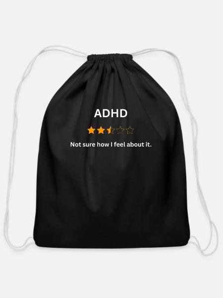 ADHD Review Shirt - Cotton Drawstring Bag - black