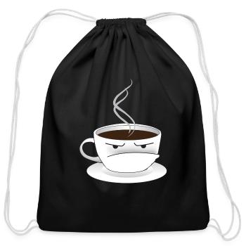 Grouchy Johns Coffee Cup logo - Cotton Drawstring Bag - black - Front