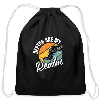 Depths Are My Realm Diver - Cotton Drawstring Bag - black - Front