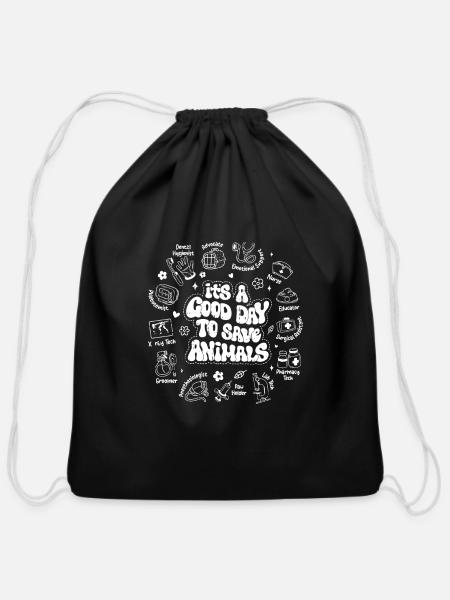 United for Animal Welfare - Cotton Drawstring Bag - black