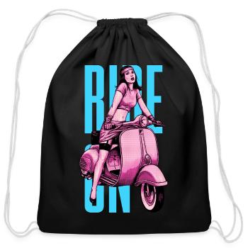 Retro Pop Scooter Girl - Cotton Drawstring Bag - black - Front