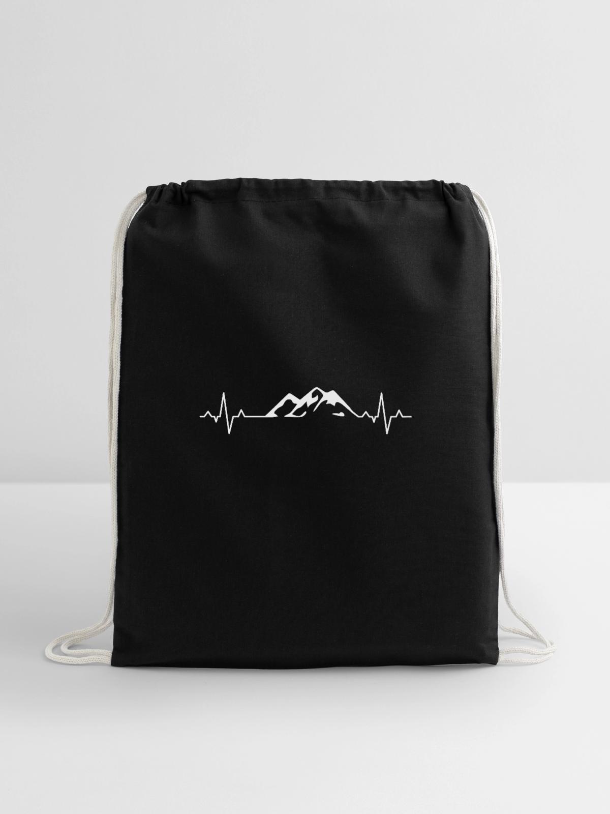ECG mountains - Cotton Drawstring Bag - black - Front