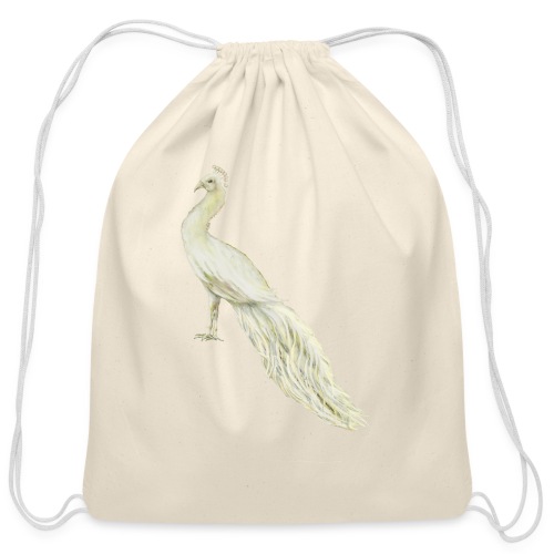 White peacock - Cotton Drawstring Bag