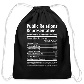 Public Relations Representative T Shirt - Nutritio - Cotton Drawstring Bag - black - Front