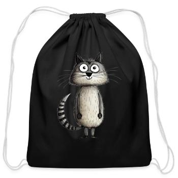 Funny cat. - Cotton Drawstring Bag - black - Front