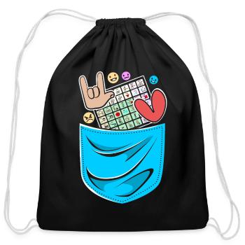 AAC Device Speech Therapy - Cotton Drawstring Bag - black - Front