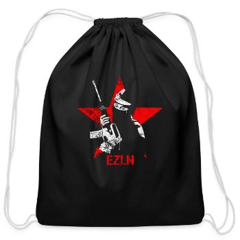 EZLN Zapatista Red Star Design - Cotton Drawstring Bag - black - Front
