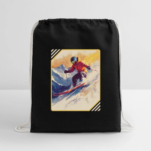 Skiing Through Snow Dreams - Cotton Drawstring Bag