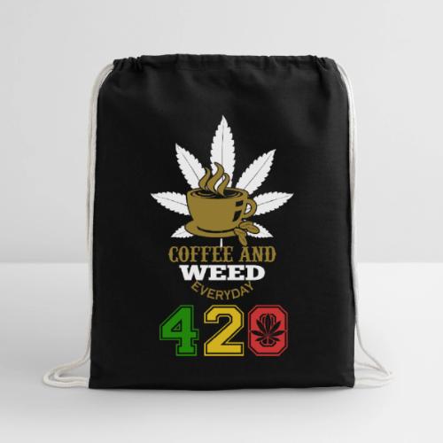 2024 420 Coffee & Smoke Weed Marijuana Design - Cotton Drawstring Bag