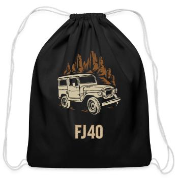 TOYOTA CRUISER FJ 40 - Cotton Drawstring Bag - black - Front