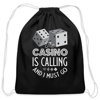 Gambling Casino Is Calling - Cotton Drawstring Bag - black - Front