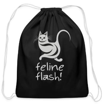 Feline Flash - Cotton Drawstring Bag - black - Front