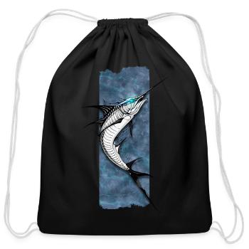 Azure Marlin: Majesty of the Depths - Cotton Drawstring Bag - black - Front