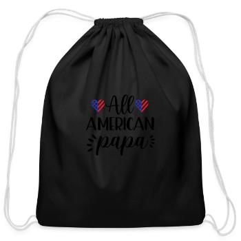 Papa - Cotton Drawstring Bag - black - Front