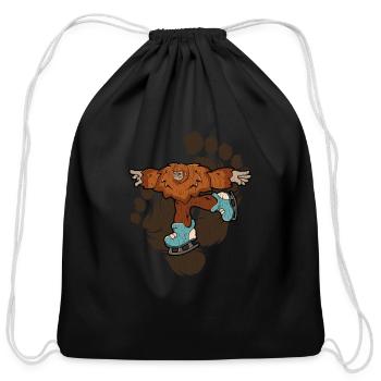 Bigfoot Figure Skating Sasquatch on Figure Skates - Cotton Drawstring Bag - black - Front