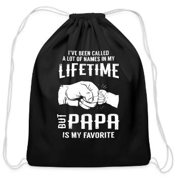 Papa - Cotton Drawstring Bag - black - Front