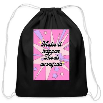 Blue Gradient Minimal Motivational Quotes Poster - Cotton Drawstring Bag - black - Front