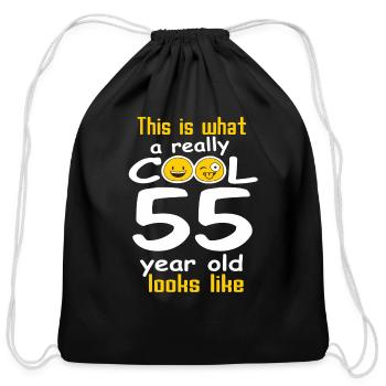 This is what a really cool 55 year old looks like - Cotton Drawstring Bag - black - Front