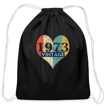 Vintage 1973 Retro - Cotton Drawstring Bag - black - Front