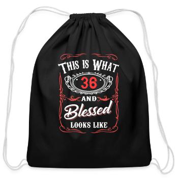 This Is What 36 And Blessed Looks Like - Cotton Drawstring Bag - black - Front