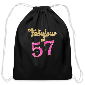 Fabulous at 57 - Cotton Drawstring Bag - black - Front