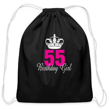 Birthday Girl 55 Years Old - Cotton Drawstring Bag - black - Front