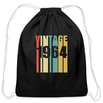 Vintage 1964 Retro - Cotton Drawstring Bag - black - Front
