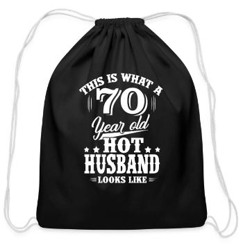 What 70 year old hot husband looks like - Cotton Drawstring Bag - black - Front
