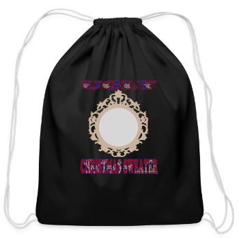 Funny Unique Ugly Christmas Men Women Xmas Mirror - Cotton Drawstring Bag - black - Front