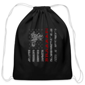 Braaaaap American Flag Dirtbike - Cotton Drawstring Bag - black - Front