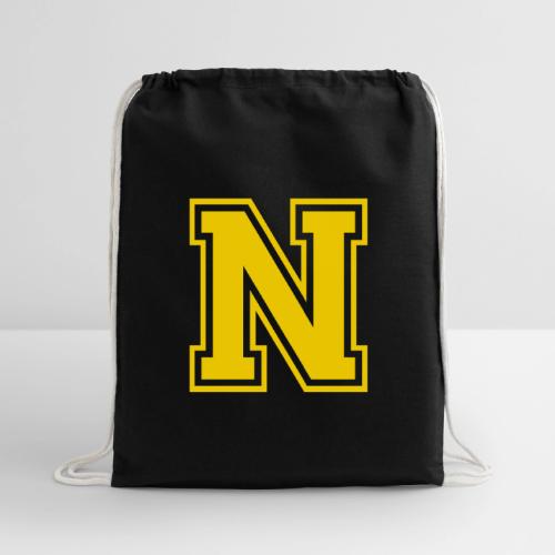 Letter N – Capital Athletic Alphabet Monogram - Cotton Drawstring Bag