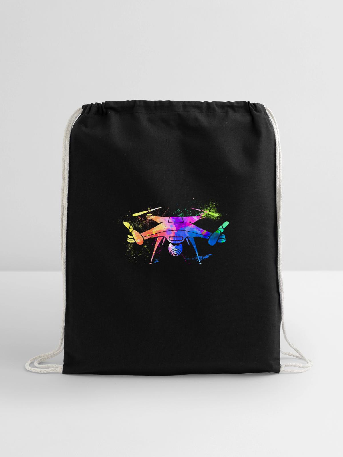 Drone - Cotton Drawstring Bag - black - Front