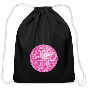 Pink Retro Disco Mirror Ball - Cotton Drawstring Bag - black - Front