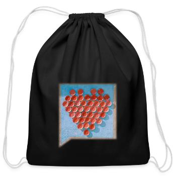 Heart Bubble – Pixel Love - Cotton Drawstring Bag - black - Front