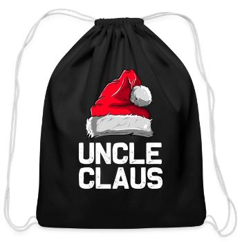 Uncle Claus Funny Family Matching Santa Hat Christ - Cotton Drawstring Bag - black - Front