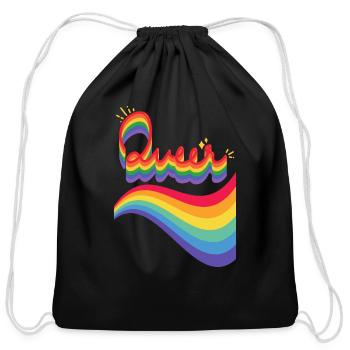 Queer Rainbow - Cotton Drawstring Bag - black - Front