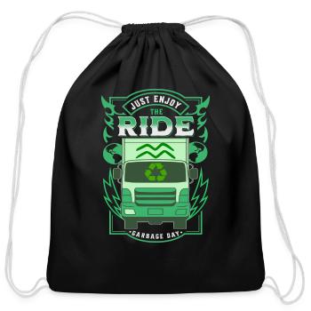 Garbage Truck Recycling Trash Garbage Day Truck - Cotton Drawstring Bag - black - Front