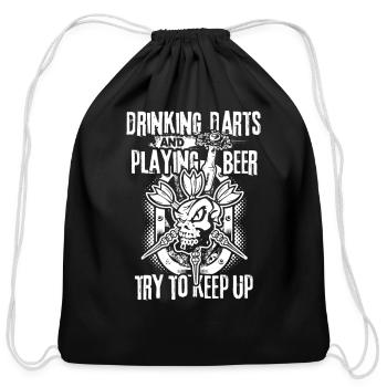 Playing Beer Drinking Darts T Dartboard Dart - Cotton Drawstring Bag - black - Front