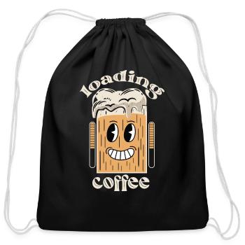 Coffee loading caffeine lover humor classic t-shir - Cotton Drawstring Bag - black - Front