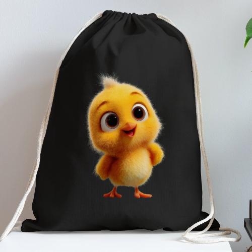 Cute Cartoon Yellow Chick with Big Sparkling Eyes - Cotton Drawstring Bag