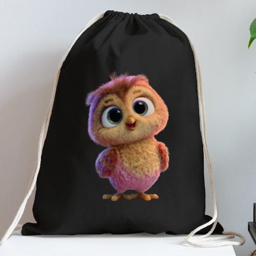 Adorable Baby Owl with Big Eyes - Cotton Drawstring Bag