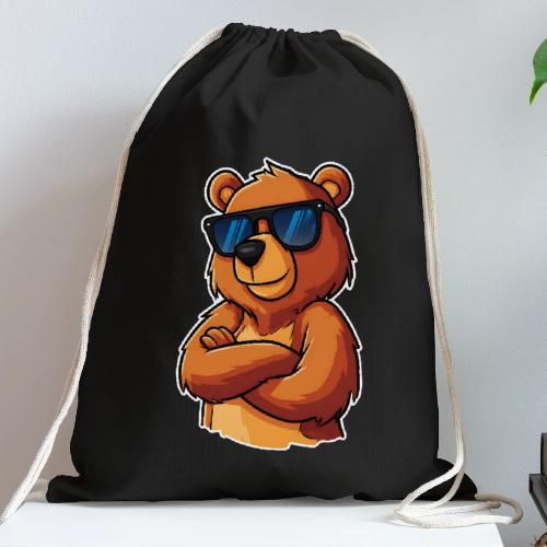 Cool Bear Sunglasses Cartoon Design - Cotton Drawstring Bag