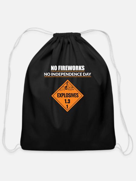 Independe Day Fireworks - Cotton Drawstring Bag - black
