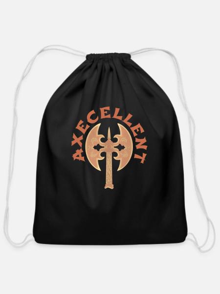 Axecellent. - Cotton Drawstring Bag - black